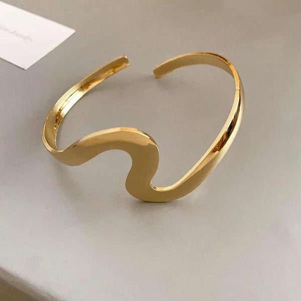 Olive Classic Gold-Tone Open Wave Bracelet