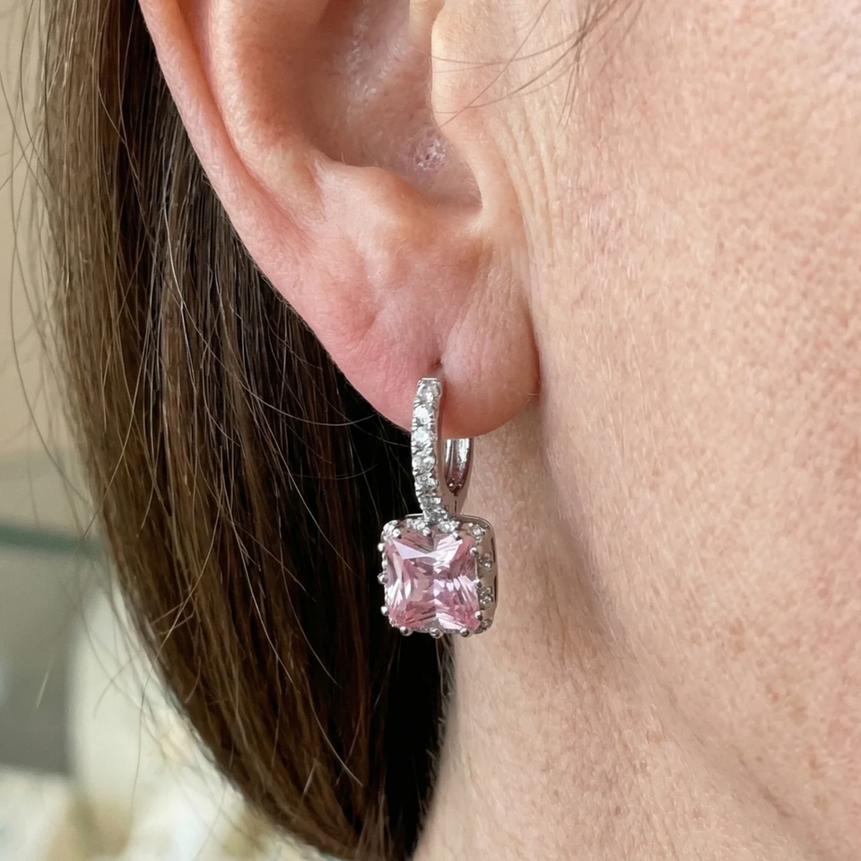 Gwyneth Pink Small Hoop Earrings | Silver-Tone — image 2