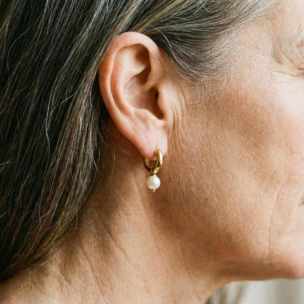 Cynthia Small Pearl-Look Earrings | Gold-Tone — image 2