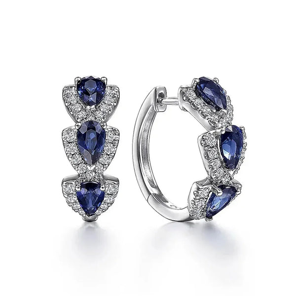 Rosalind Blue Crest Earrings | Silver-Tone — image 2