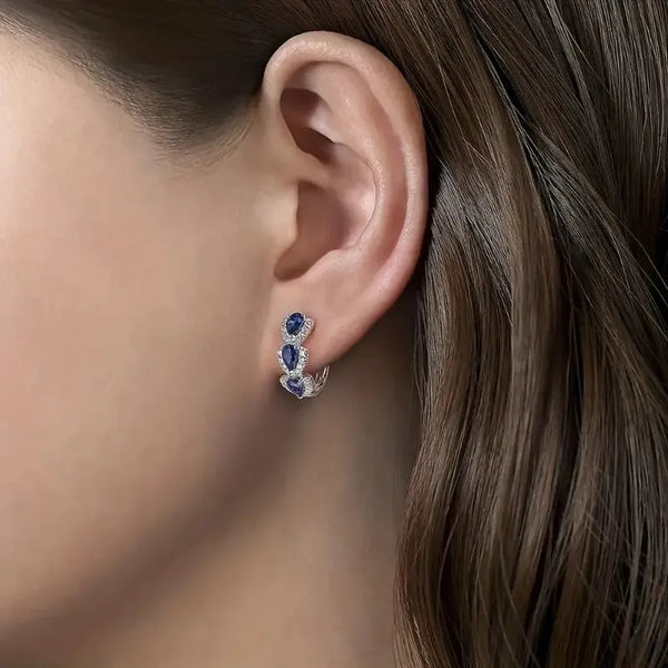 Rosalind Blue Crest Earrings | Silver-Tone — image 5