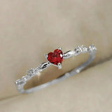 Zoe Red Heart Accent Ring — Silver-Tone — image 2
