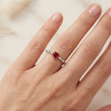 Zoe Red Heart Accent Ring | Silver-Tone — image 3