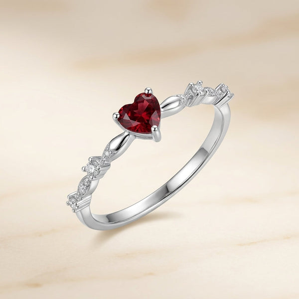 Zoe Red Heart Accent Ring | Silver-Tone