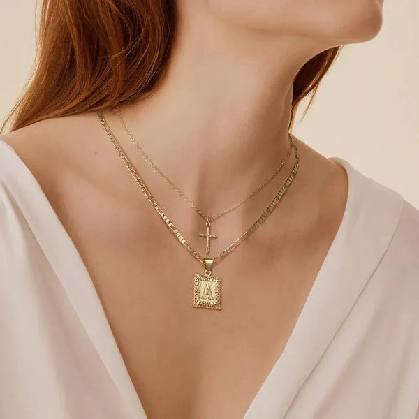 Camilla Initial Cross Necklace | Gold-Tone — image 5