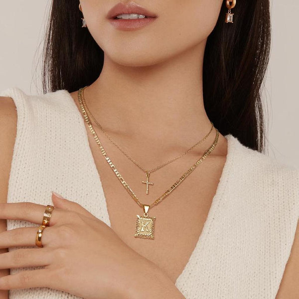 Camilla Initial Cross Necklace | Gold-Tone — image 6