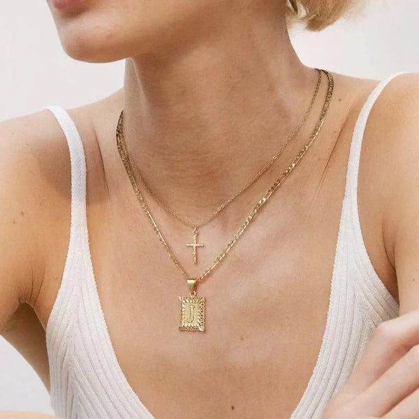 Camilla Initial Cross Necklace | Gold-Tone — image 7