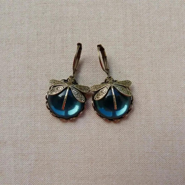 Sheila Antique-Style Dragonfly Sphere Earrings | Gold-Tone — image 4