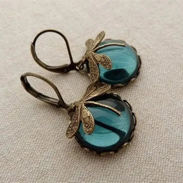 Sheila Antique-Style Dragonfly Sphere Earrings | Gold-Tone