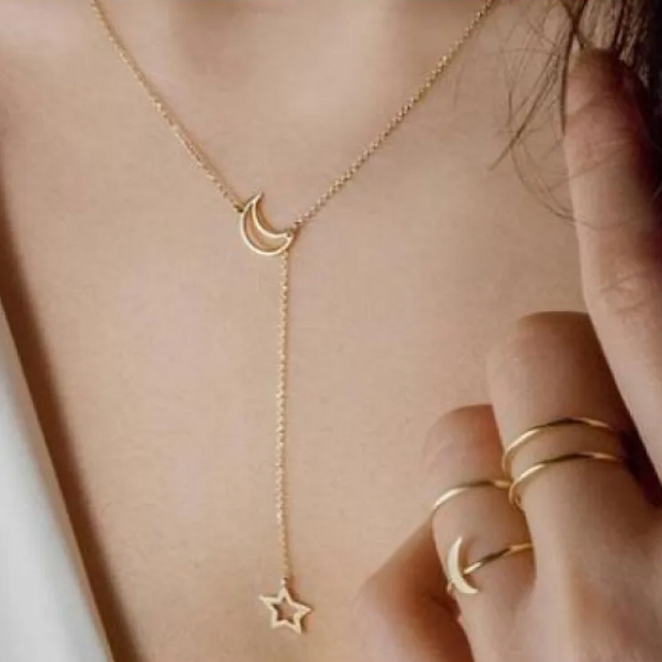 Alma Short Moon and Star Necklace - image 1