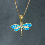 Rose Dragonfly Gold-Tone Opal-Effect Necklace — image 2
