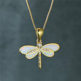 Rose Dragonfly Gold-Tone Opal-Effect Necklace — image 3