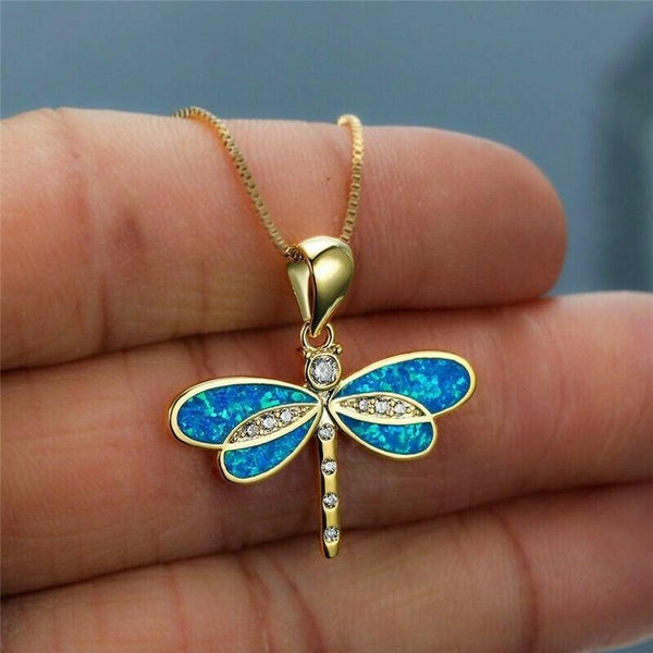 Rose Dragonfly Gold-Tone Opal-Effect Necklace — image 6