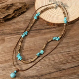 Laurence Men's Turquoise-Color and Tiger-Eye-Look Bead Necklace - image 2
