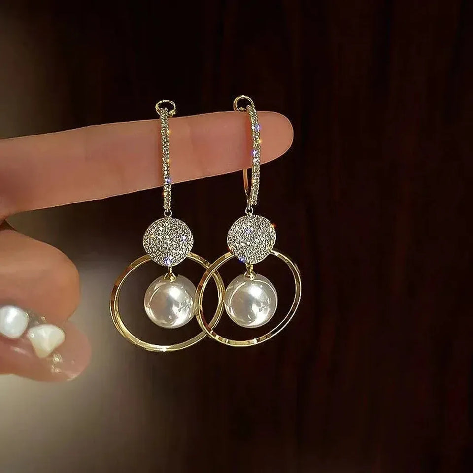 Lucille Sparkle Pearl-Look Drop Earrings - image 1