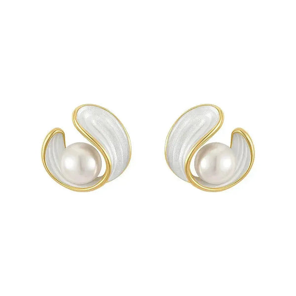 Ruth White Opal-Look and Pearl-Look Drop Earrings | Gold-Tone — image 2