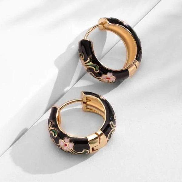 Matilda Black Flower Earrings - image 1