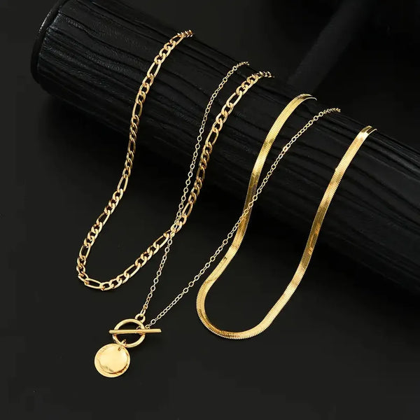Amanda Layered Textured Coin Necklace - image 2