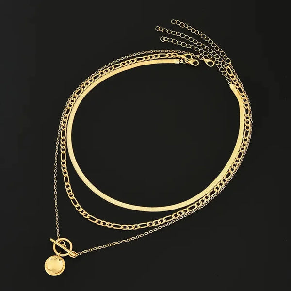 Amanda Layered Textured Coin Necklace - image 5
