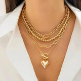Dolores Layered Heart Necklace — Gold-Tone — image 1