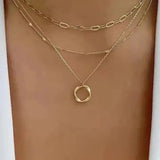 Tabitha Retro Layered Necklace with Gold-Tone Pendant