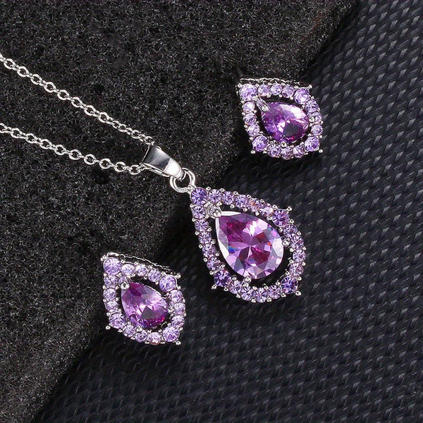 Pamela Purple Necklace and Earrings Set - image 2