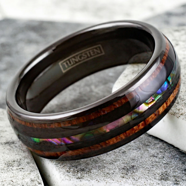 Howard Iridescent Inlay Band Ring | Black - image 2