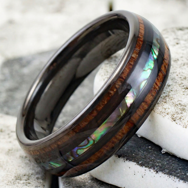 Howard Iridescent Inlay Band Ring | Black - image 5