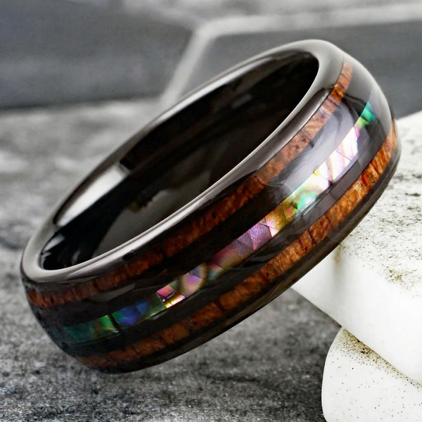 Howard Iridescent Inlay Band Ring | Black - image 7