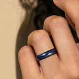 Albert Blue Double Inlay Band Ring | Black - image 2