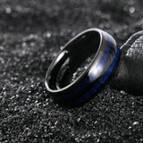 Albert Blue Double Inlay Band Ring | Black - image 5