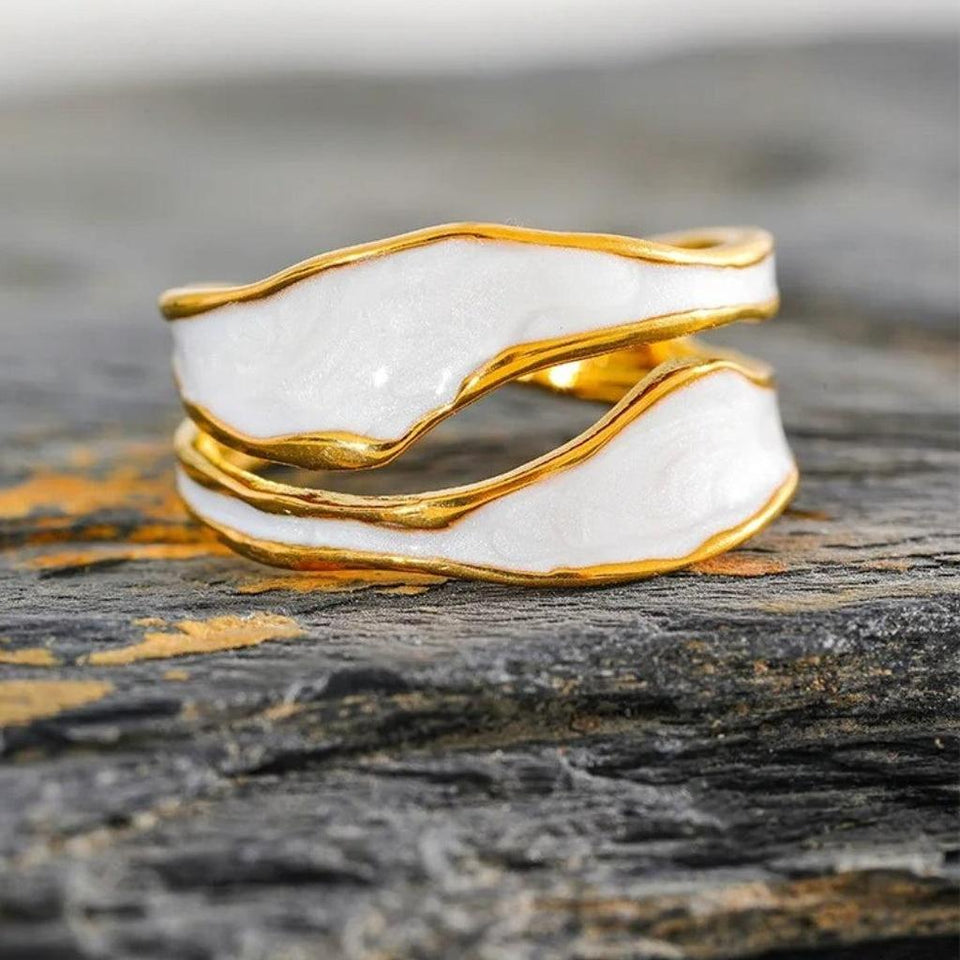 Gertrude Open Spiral Enamel-Look Ring | Silver-Tone