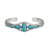 Arabella Open Turquoise-Color Teardrop Bangle | Silver-Tone