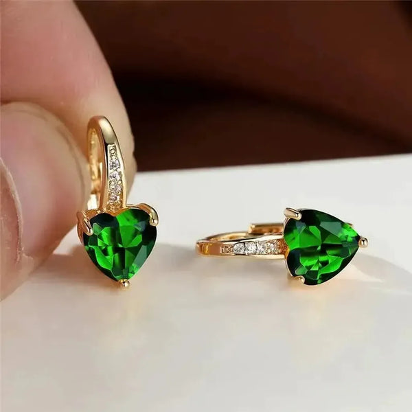 Sophia Heart-Shaped Green Stone Earrings - image 2