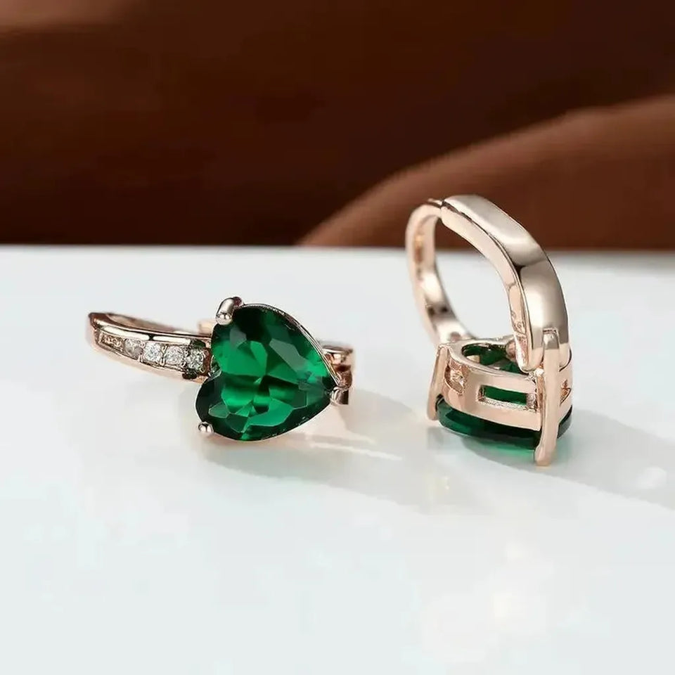 Sophia Heart-Shaped Green Stone Earrings - image 1