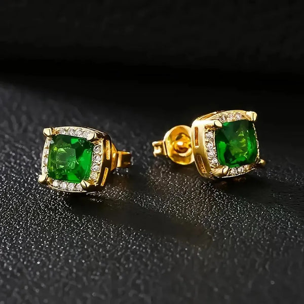 Beth Green Stone Earrings - image 1