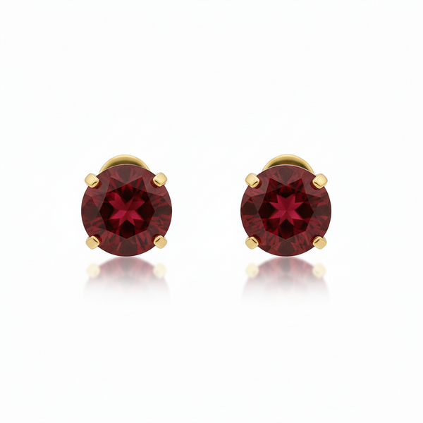Florence Round Red Earrings | Gold-Tone — image 3