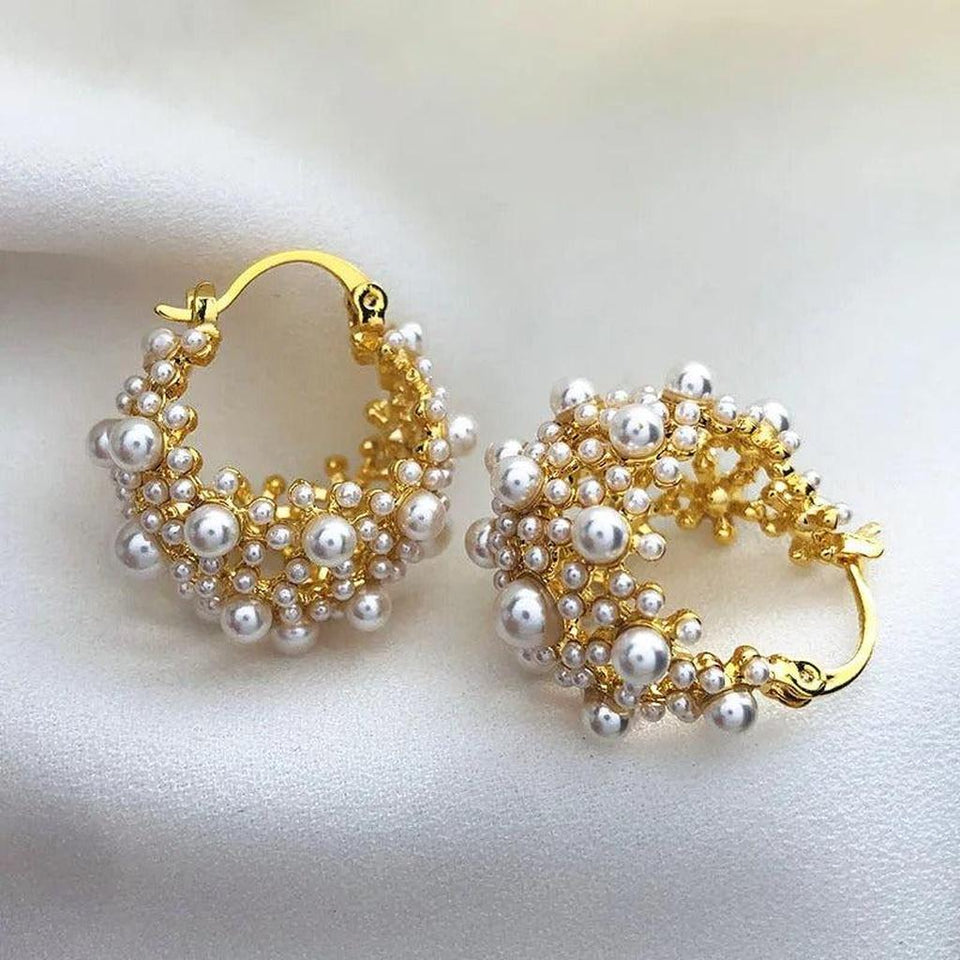 Yvonne Vintage-Style Pearl-Look Earrings | Gold-Tone
