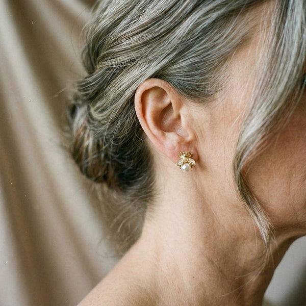 Angela Pearl-Look and Sparkle Earrings | Gold-Tone — image 2