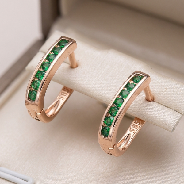 Marilyn Green Accent and Sparkle Earrings | Gold-Tone