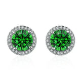 Sandra Green Round Halo Stud Earrings - image 2