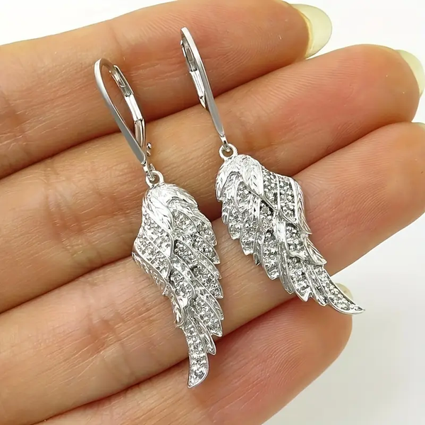 Evelyn Sparkling Wing Earrings | Silver-Tone