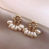 Frances Pearl-Look Fan Earrings - image 1