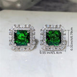 Winifred Green Rectangular Halo Stud Earrings - image 4