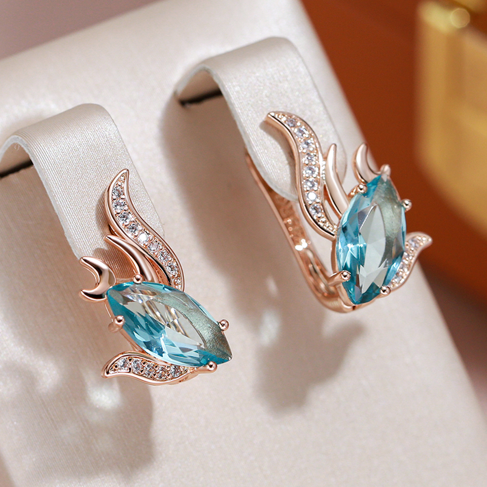 Loretta Turquoise-Color Sparkle Earrings | Gold-Tone