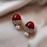 Enid Red Bead Earrings - image 2