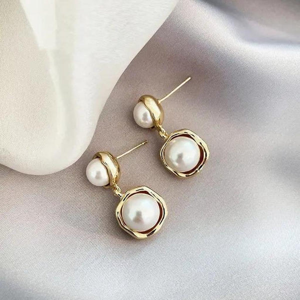 May Pearl-Look Circle Drop Earrings | Gold-Tone