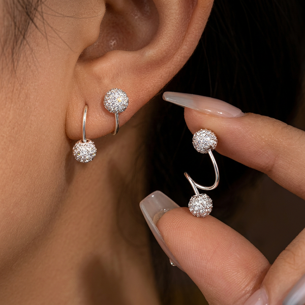 Clementine Spiral Ball Sparkle Stud Earring Set - image 1