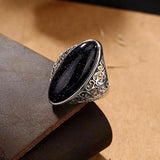 Gwendolen Oval Retro Stone Ring | Silver-Tone