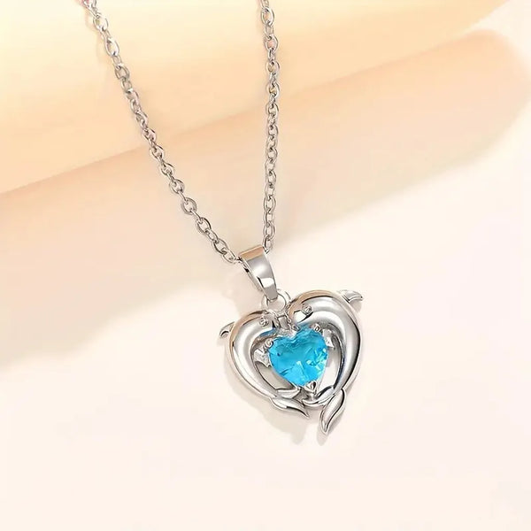 Veronica Ocean Heart Twins Necklace | Silver-Tone — image 3